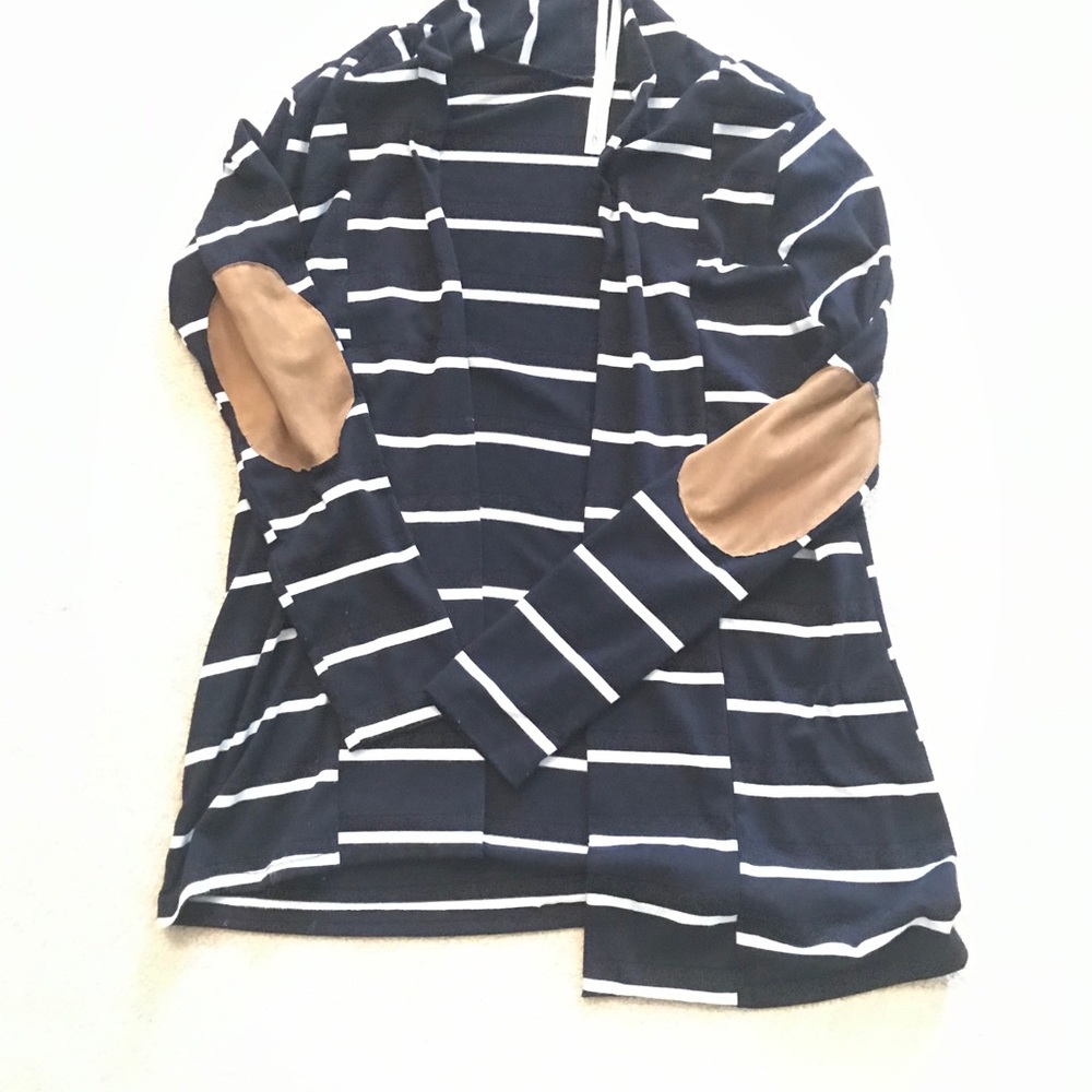 Navy blue/white strip cotton cardigan